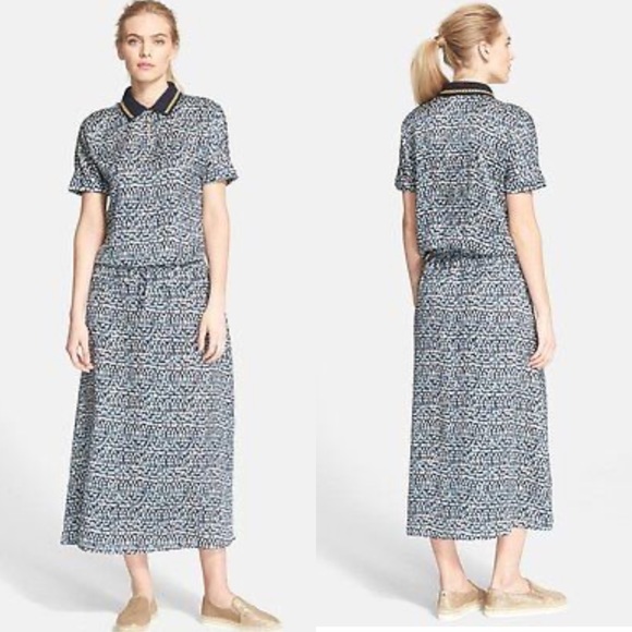 Tory Burch 'Honeycomb' Drop Waist Caftan Dress Size 8 Womens 100% Silk - Picture 3 of 10